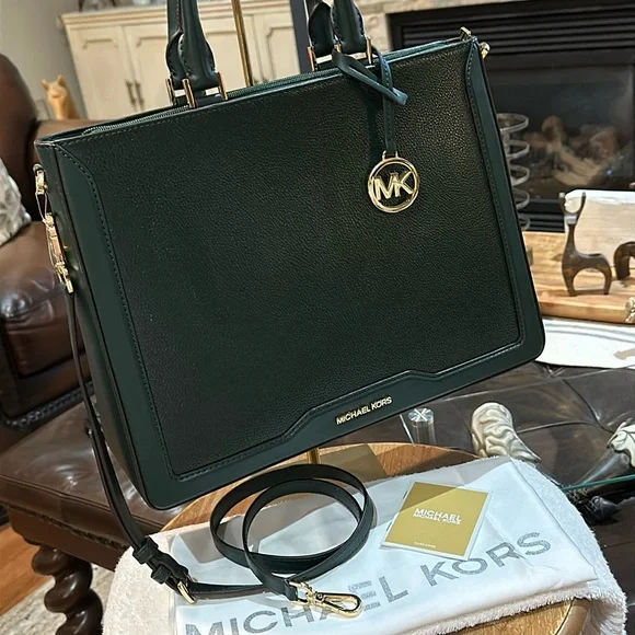 MICHAEL Michael Kors Jessie Large Tote Satchel in Racing Green, BNWT - Picture 11 of 16